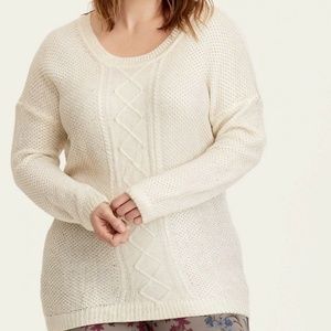 Torrid Plus Size Ivory Metallic Cable Knit Sweater
